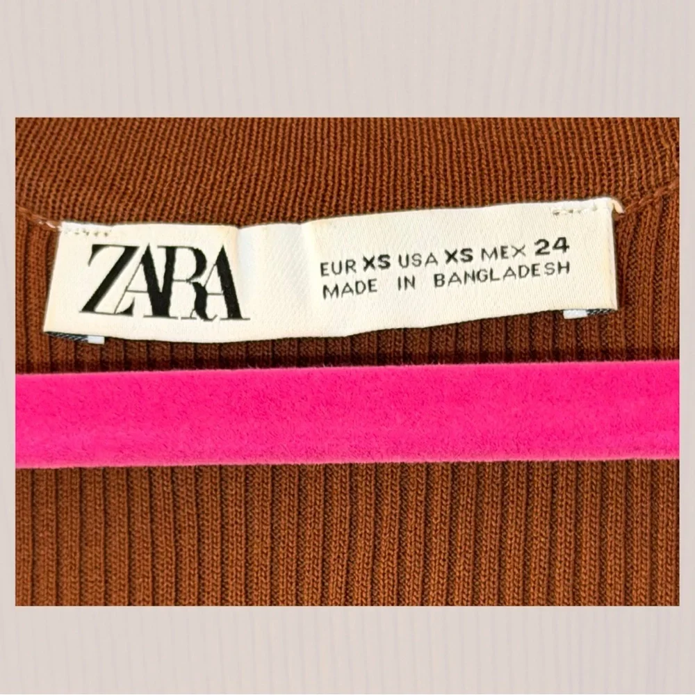 Zara Ribbed Rust/Brown Tank Top - Picture 3 of 3